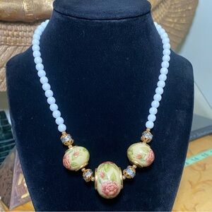 Vintage Floral Beaded Necklace